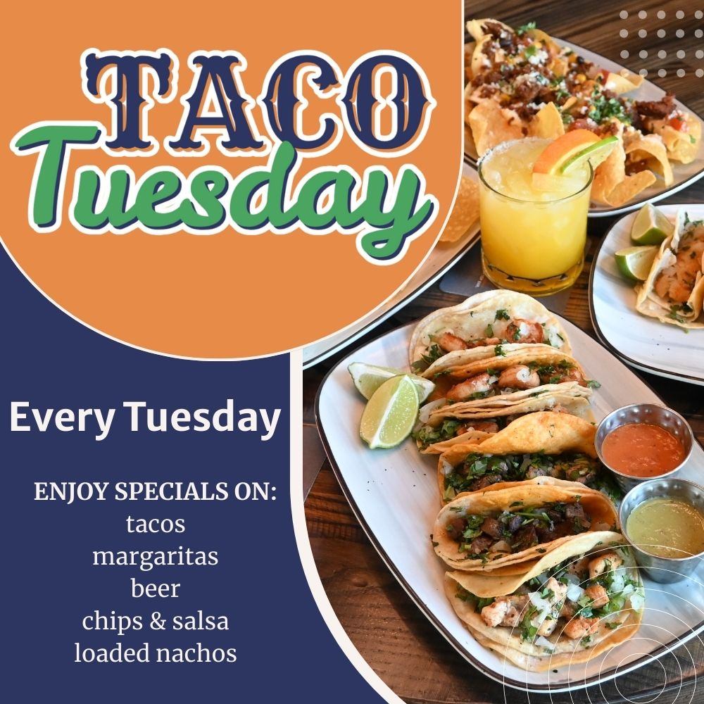 Enjoy specials on tacos, margaritas, ice cold beer, loaded nachos, and chips & salsa at Shelby's Trio every Tuesday for Taco Tuesday. Served all Tuesday long on Joe's Garage & Trattoria di Cat.